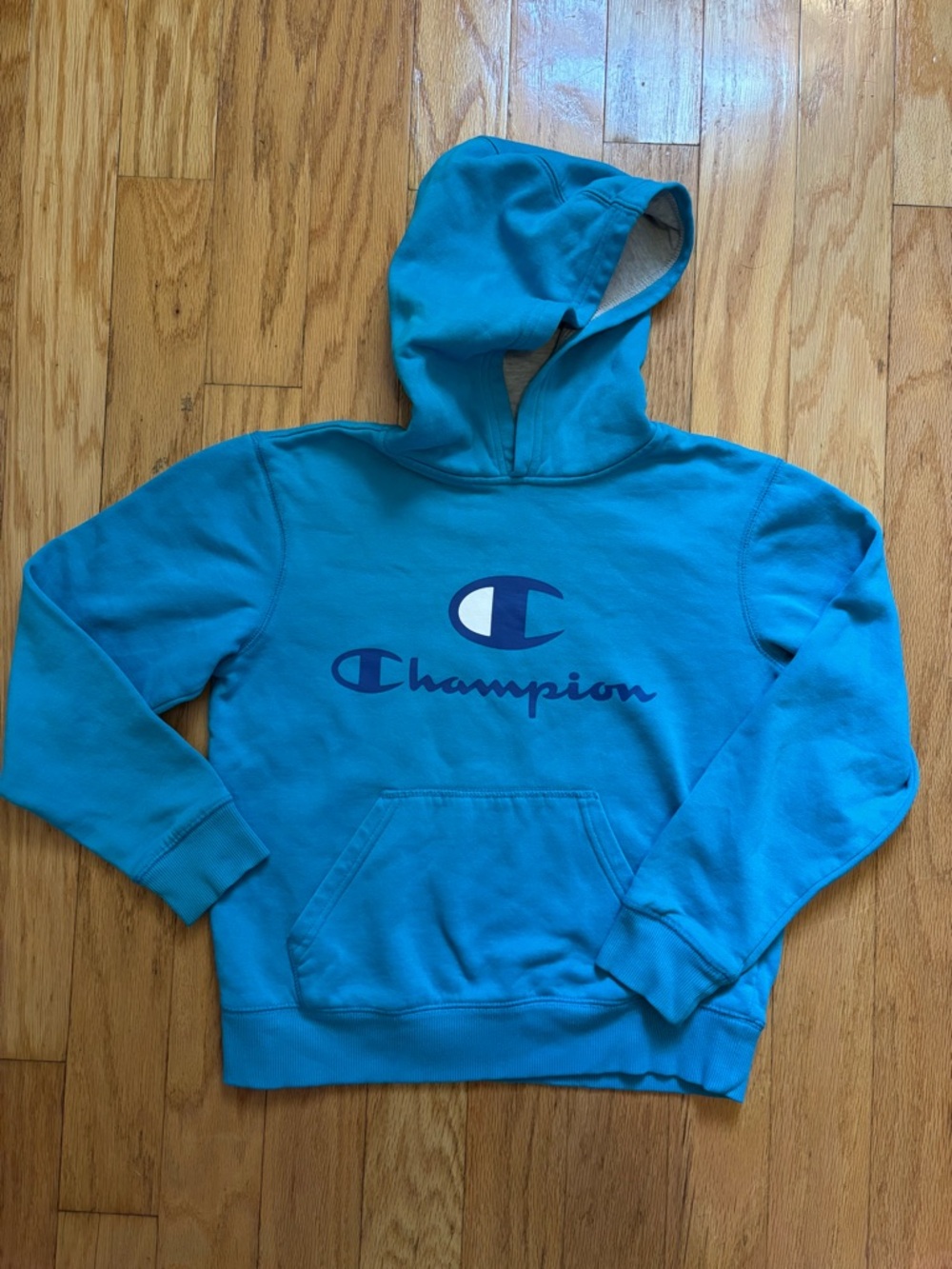 Champion Kids Teal Blue Logo Pullover Hoodie